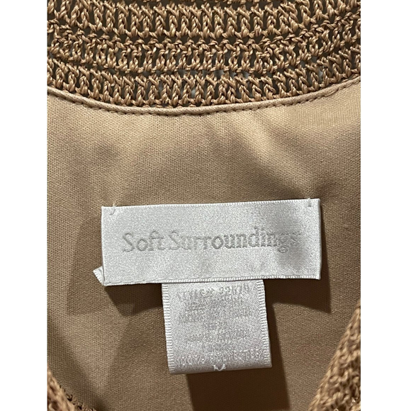 SOFT SURROUNDINGS Tan Sleeveless Crochet Boho Tunic - Picture 2 of 4